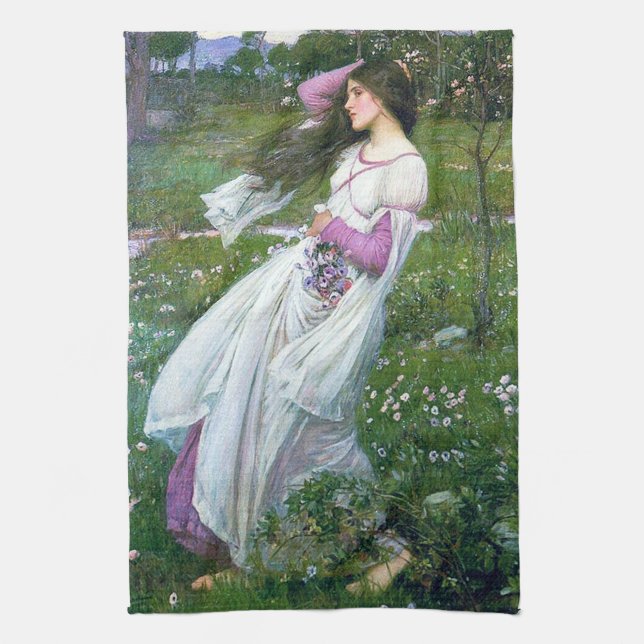 Paño De Cocina Flores en el viento, John William Waterhouse (Vertical)