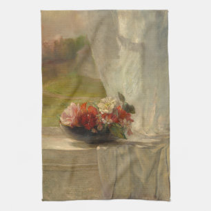 Paño De Cocina Flores en un borde de ventana de John La Farge