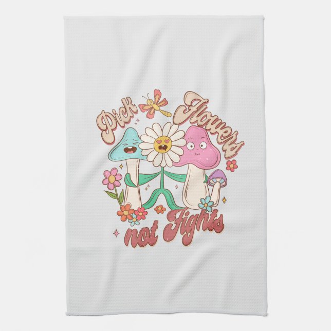 Paño De Cocina Flores escogidas, no peleas | Musambre y floral (Vertical)