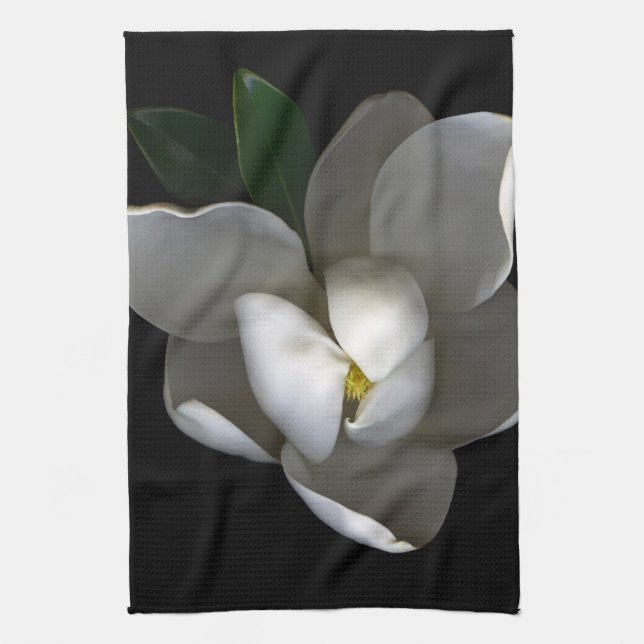 Paño De Cocina Flores | Flor de magnolia blanca única (Vertical)