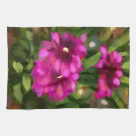 Paño De Cocina Flores florales oscuras rosadas de Dahlia floridas