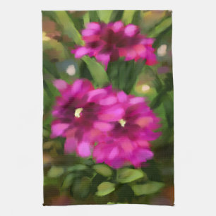 Paño De Cocina Flores florales oscuras rosadas de Dahlia floridas