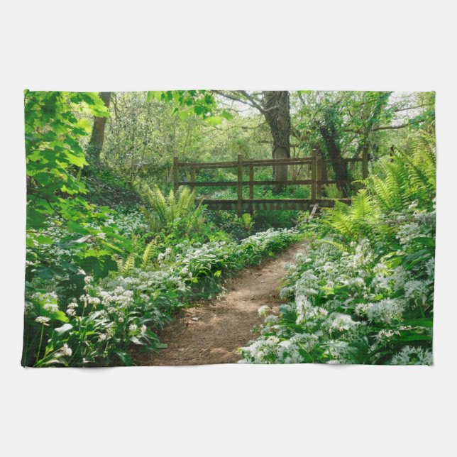 Paño De Cocina Flores | Flores silvestres blancas en el bosque (Horizontal)
