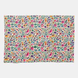 Paño De Cocina Flores folclóricas coloridas \ aves