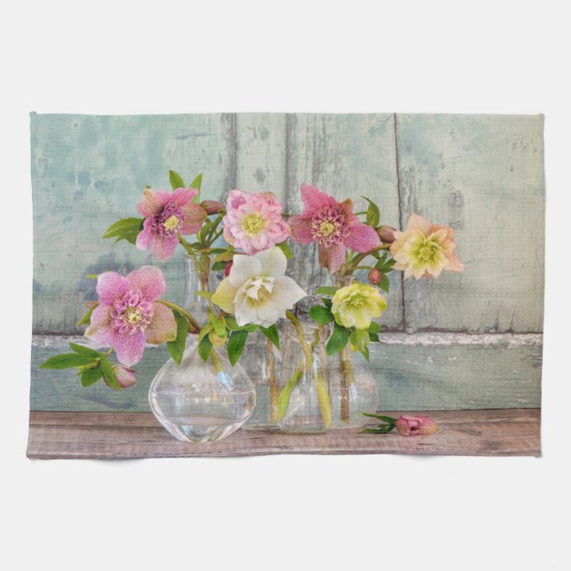 Paño De Cocina Flores | Hellebores en vasos (Horizontal)