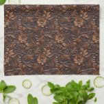 Paño De Cocina Flores marrones de vacas occidentales<br><div class="desc">Flores marrones de vacas occidentales bohemias</div>