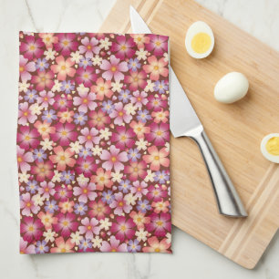 Paño De Cocina Flores mixtas soñadoras sobre marrón