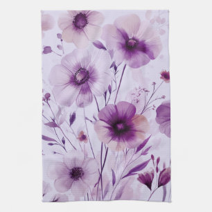 Paño De Cocina Flores Moradas Acuarela Flores Elegantes