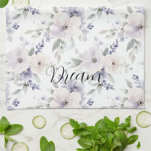 Paño De Cocina Flores Moradas Bonitas   (Doblado)