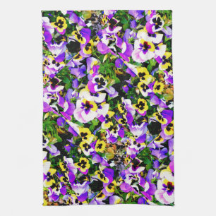 Paño De Cocina flores multicoloras del pensamiento