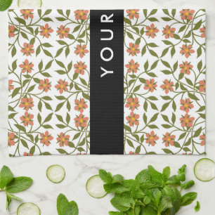 Paño De Cocina Flores Naranjas, Patrón Floral, Boho, Tu Nombre