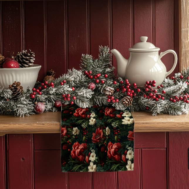 Paño De Cocina Flores Navideñas Rojas y Blancas |  (Subido por el creador)
