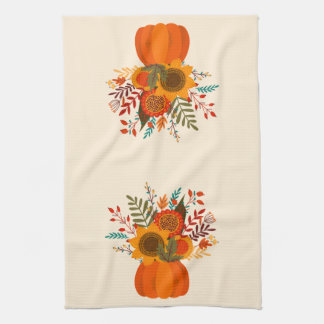 Paño De Cocina Flores otoñales modernas en calabaza