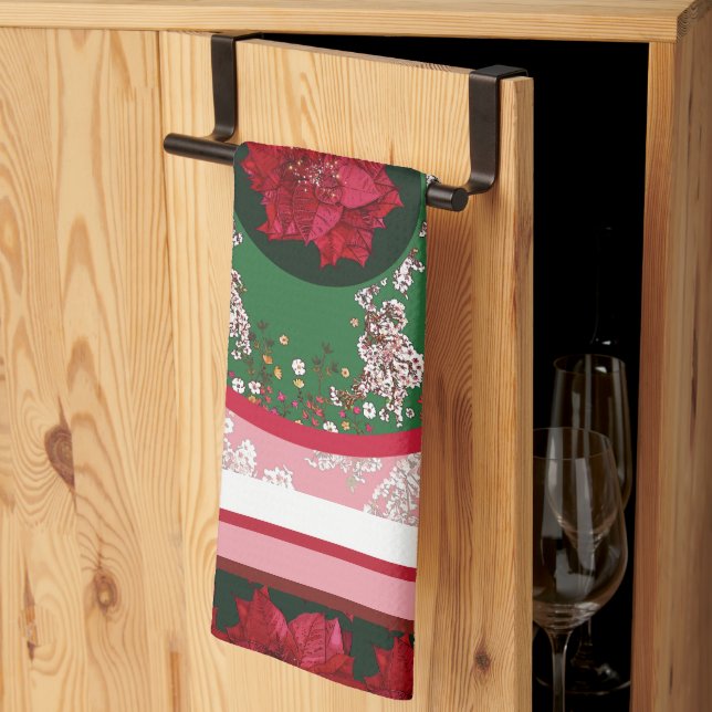 Paño De Cocina Flores para Navidad (Pliegue de tercios)