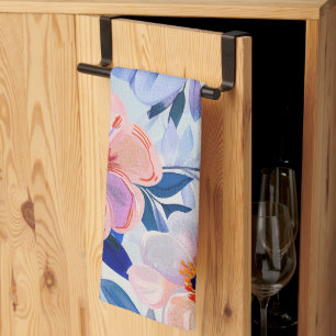 Paño De Cocina Flores pintadas de color de agua pastel