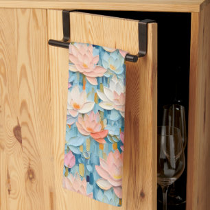 Paño De Cocina Flores pintadas de color de agua pastel