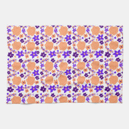 Paño De Cocina Flores Púrpura Y Naranja