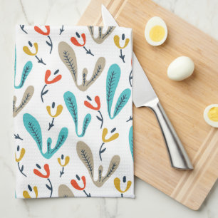 Paño De Cocina Flores Retro Coloridas y Botánicas