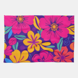 Paño De Cocina Flores retro-estilo dopaminérgicas-de flores color