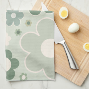 Paño De Cocina Flores Retro Sage Green Abstract Floral