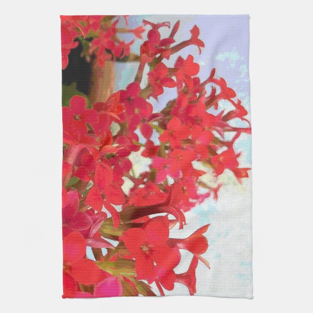 Paño De Cocina Flores rojas de Kalanchoe (Vertical)