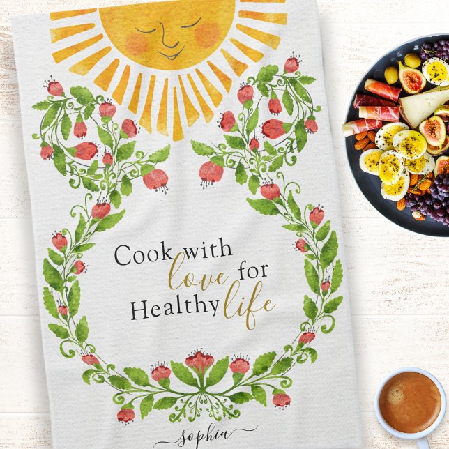 Paño De Cocina Flores rojas de sol suave personalizadas (Subido por el creador)
