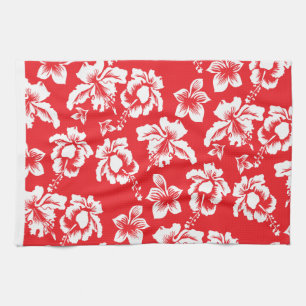 Paño De Cocina Flores rojas hawaianas
