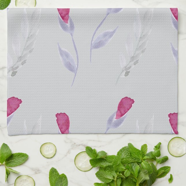 Paño De Cocina Flores rosa grises (Doblado)