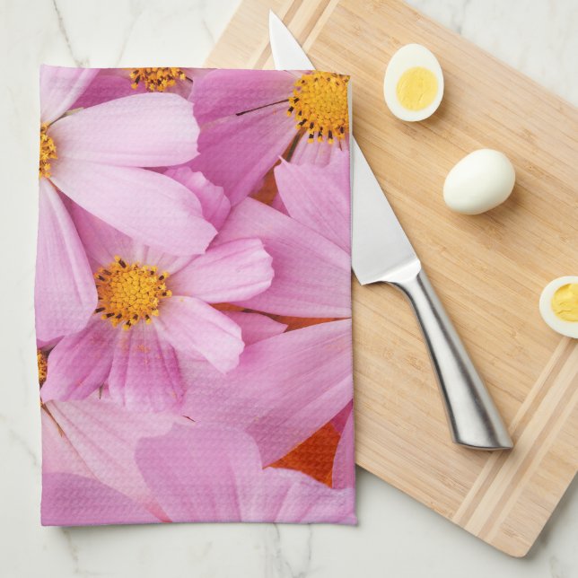 Paño De Cocina Flores rosadas (Doblado Cuarto)