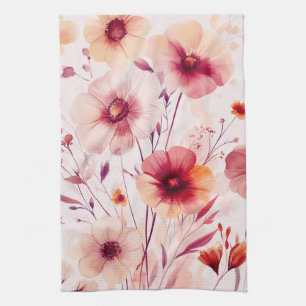 Paño De Cocina Flores rosadas acuarela flores elegantes