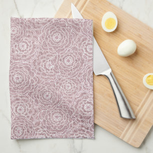 Paño De Cocina Flores rosadas rojas y turbias monocromáticas