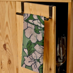 Paño De Cocina Flores rosadas verdes 