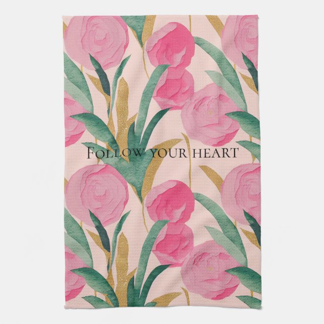 Paño De Cocina Flores rosas (Vertical)