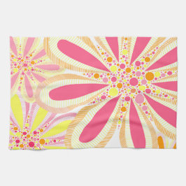 Paño De Cocina Flores rosas y amarillas