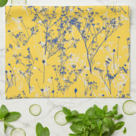 Paño De Cocina Flores salvajes azules abstractas modernas en amar