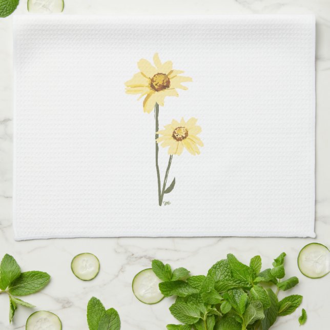 Paño De Cocina Flores salvajes de Texas - Girasol, amarillo (Doblado)