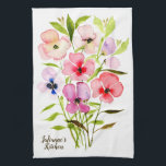 Paño De Cocina Flores silvestres de color de agua Bonito floral p<br><div class="desc">Esta hermosa toalla de plato alegrará cualquier cocina. El diseño se caracteriza por un bonito ramo de flores acuáticas en tonos rosa,  rojo,  violeta,  azul y melocotón. Hay espacio para personalizarlo con el nombre del chef. Maravilloso regalo de bienvenida para cualquiera que le guste cocinar.</div>