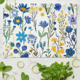 Paño De Cocina Flores silvestres del jardín azul ruso