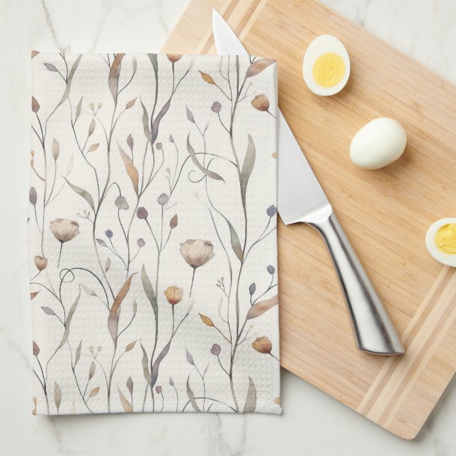 Paño De Cocina Flores silvestres delgadas (Doblado Cuarto)