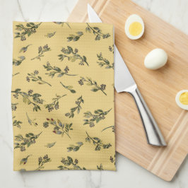 Paño De Cocina Flores silvestres esparcidas sobre amarillo junqui