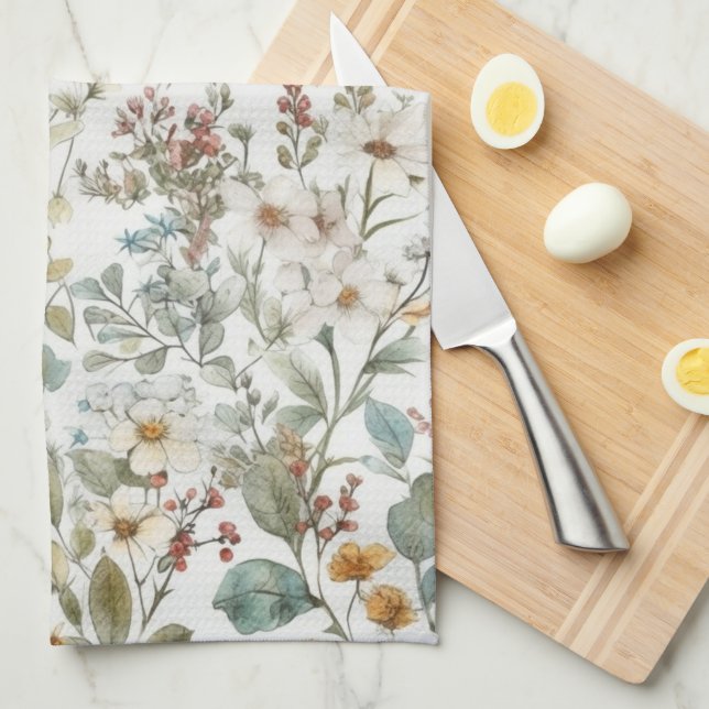 Paño De Cocina Flores silvestres Floral (Doblado Cuarto)