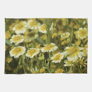 Paño De Cocina Flores silvestres girasoles amarillos y blancos