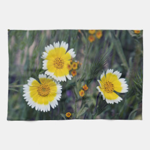 Paño De Cocina Flores silvestres girasoles amarillos y blancos