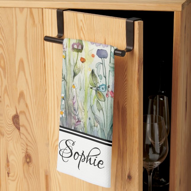 Paño De Cocina Flores silvestres personalizadas (Pliegue de tercios)