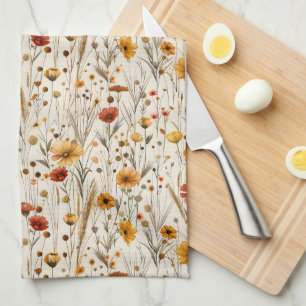 Paño De Cocina Flores silvestres rusas - Patrón floral de otoño b