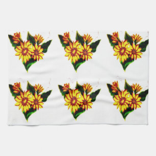 Paño De Cocina Flores solares pintadas