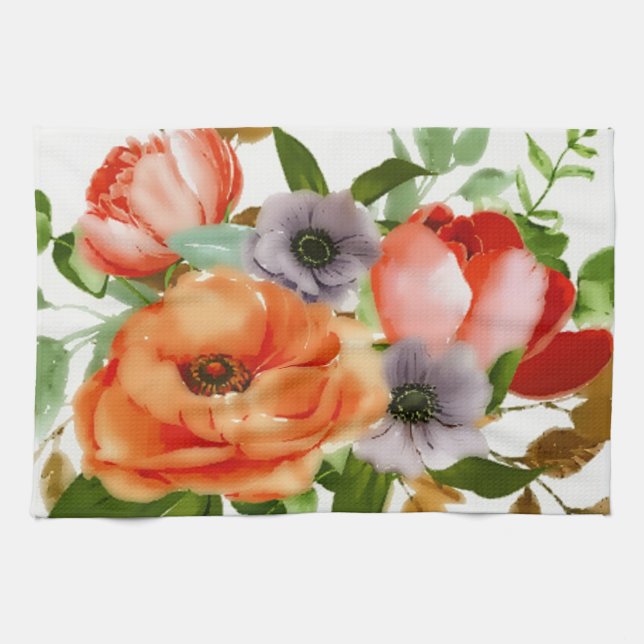 Paño De Cocina Flores suaves de acuarela (Horizontal)