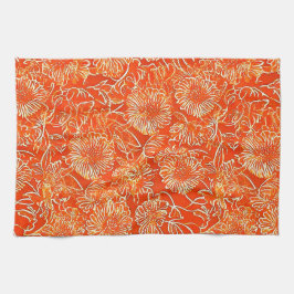 Paño De Cocina Flores suaves naranjas