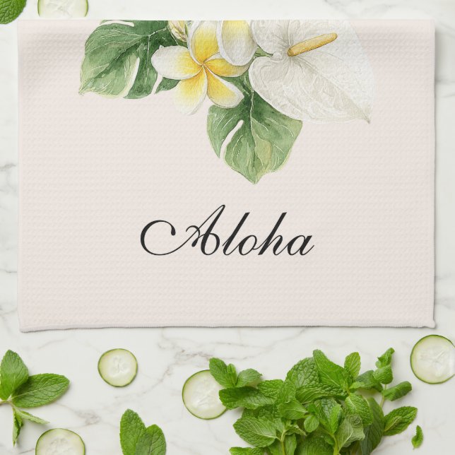 Paño De Cocina Flores tropicales de plumeria Aloha (Doblado)