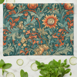 Paño De Cocina Flores, vintage, art nouveau, estilo William Morri
